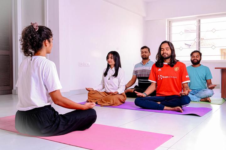 Meditation session during happiness program